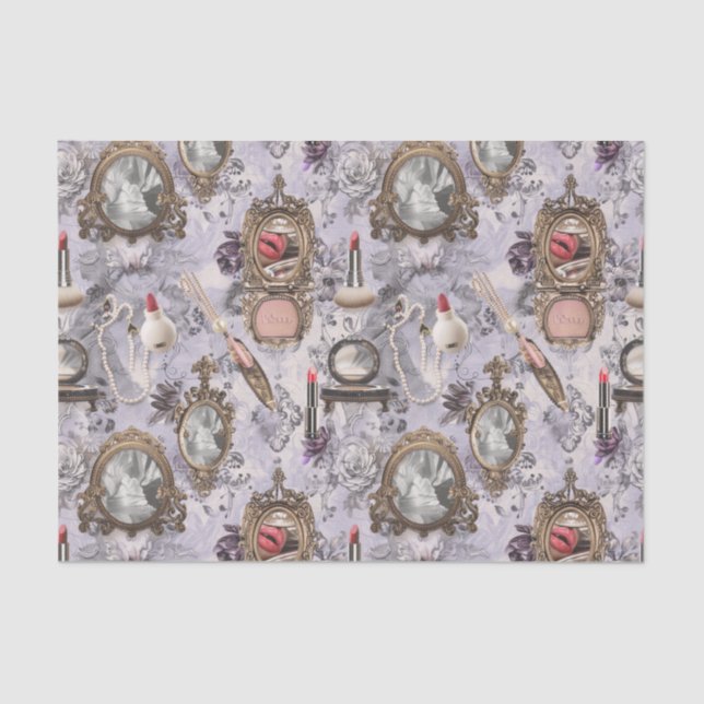 Vintage Makeup Cabinet Decoupage Seidenpapier (Vorderseite)