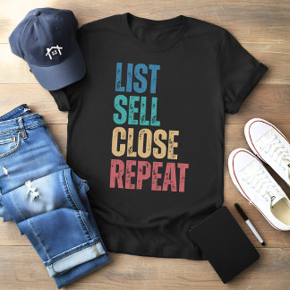Vintage-Makler-Liste Verkaufen Schließen Wiederhol T-Shirt