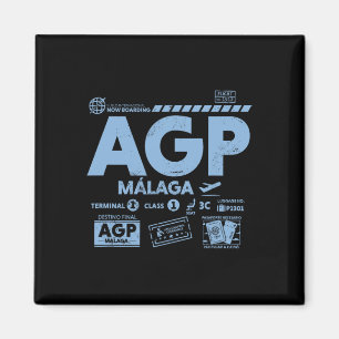 Vintage Malaga AGP Flughafen Code Reise Tag Retro Magnet