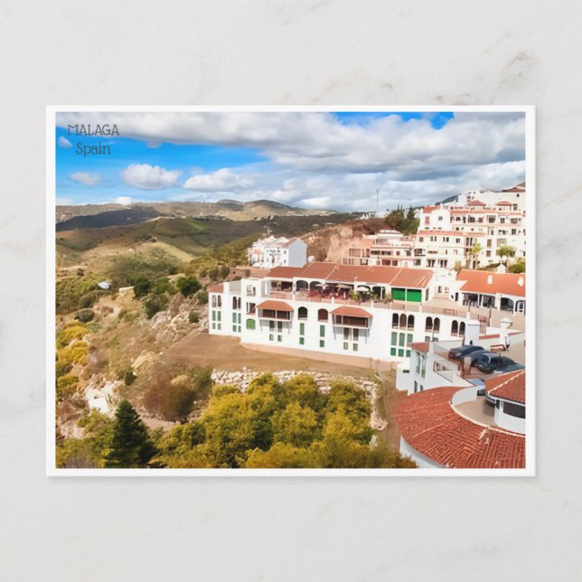 Vintage Malaga Spanien Alcazaba Stadt Postkarte (Vorderseite)
