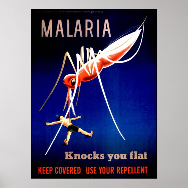 Vintage Malaria klopft ins Wasser Poster (Vorne)