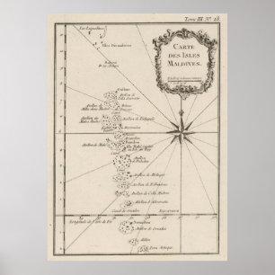 Vintage Maldives Map (1764) Poster