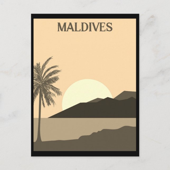 Vintage Malediven Tropical Beach Travel Postkarte (Vorderseite)