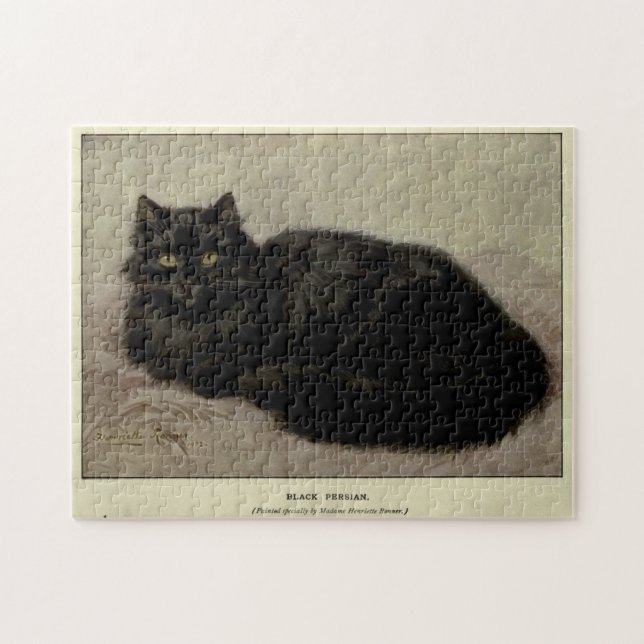 Vintage Malerei einer Schwarzen Katze (1903) Puzzle (Horizontal)
