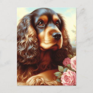 Vintage-Malerei eines Cocker Spaniels Postkarte