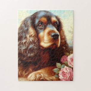 Vintage-Malerei eines Cocker Spaniels Puzzle