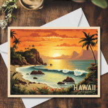 Vintage Malerei Hawaii Beach Tropical Paradise