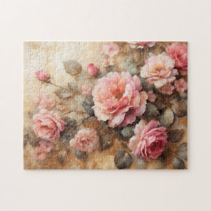 Vintage Malerei in Rosen, Rosen, Rosa, Rose Puzzle