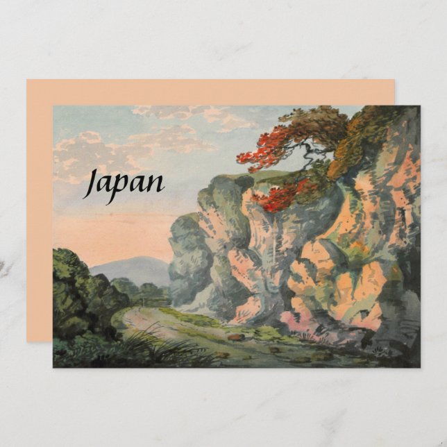 Vintage Malerei Japan Landschaft Souvenir Karte (Vorne/Hinten)