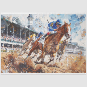 Vintage Malerei Jokey Sieger Race Decoupage Seidenpapier
