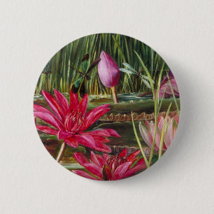 Vintage Malerei-Rosa-Blüten-Blumen Button