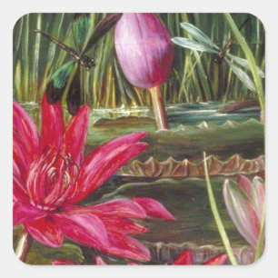 Vintage Malerei-Rosa-Blüten-Blumen Quadratischer Aufkleber