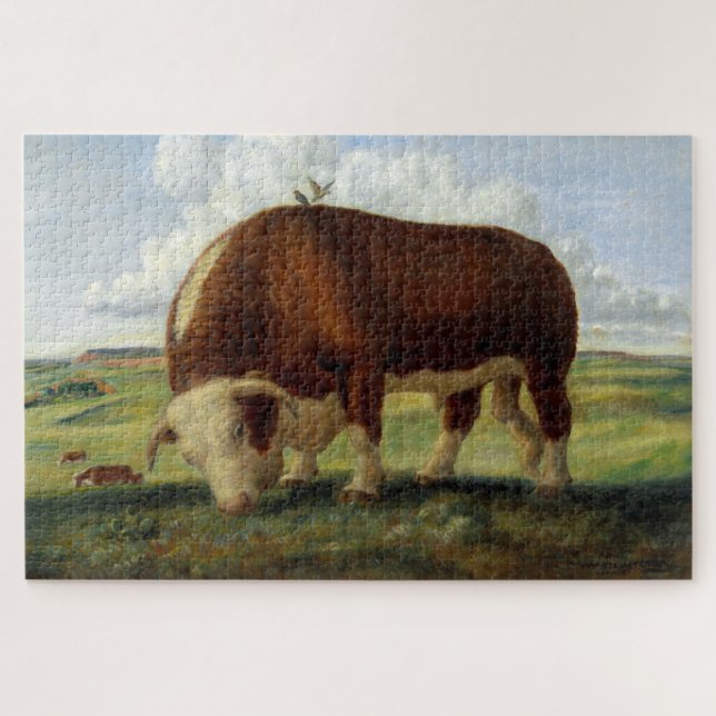 Vintage Malerei von Hereford Bull Puzzle (Horizontal)