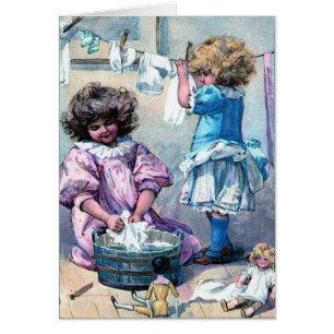 Vintage Malermädchen Wäscherei Tag