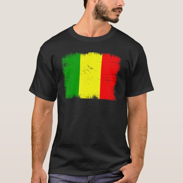 Vintage Mali Flag Malian Independence Day T-Shirt (Vorderseite)