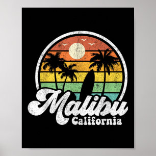 Vintage Malibu Beach Kalifornien Ca Surfen Retro S Poster