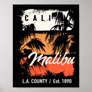 Vintage Malibu Beach Kalifornien Surf Cali Surfen Poster