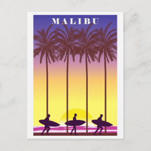 Vintage Malibu Kalifornien Strand Surfen Reisen Postkarte