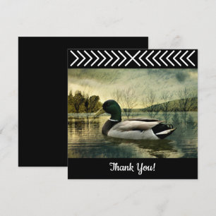 Vintage Mallard Duck Weathered Postcard Dankeskarte