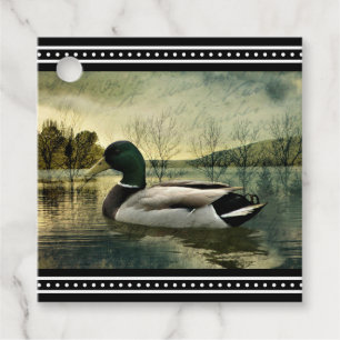 Vintage Mallard Duck Weathered Postcard Geschenkanhänger