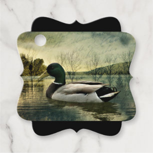 Vintage Mallard Duck Weathered Postcard Geschenkanhänger