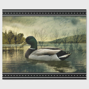 Vintage Mallard Duck Weathered Postcard Geschenkpapier