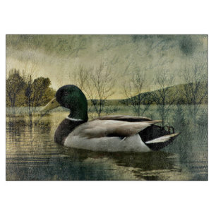 Vintage Mallard Duck Weathered Postcard Schneidebrett