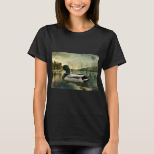 Vintage Mallard Duck Weathered Postcard T-Shirt