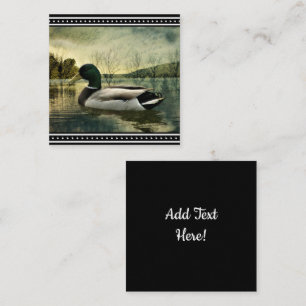 Vintage Mallard Duck Weathered Postkarte Quadratische Visitenkarte