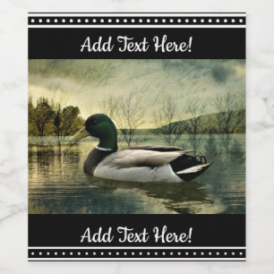 Vintage Mallard Duck Weathered Postkarte  Weinetikett