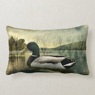 Vintage Mallard Duck Wethered Postkarte Lendenkissen