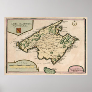 Vintage Mallorca Island Map (1715) Poster