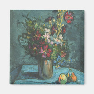 Vintage Mallows auf schwarzem Hintergrund Blumen R Magnet