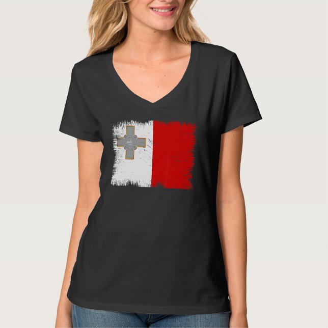 Vintage Malta Flag Maltese Independence Day T-Shirt (Vorderseite)