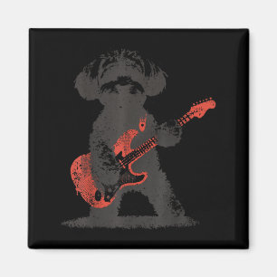 Vintage Maltipoo Rock spielt Gitarre lustiger Hund Magnet
