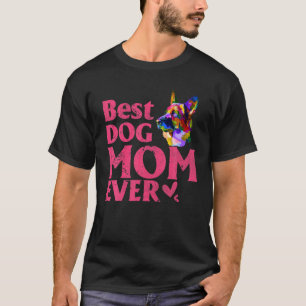 Vintage Mama für den besten Hund je gekürzt farbig T-Shirt
