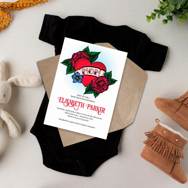 Vintage Mama Tattoo Kinderdusche Einladung (Von Creator hochgeladen)