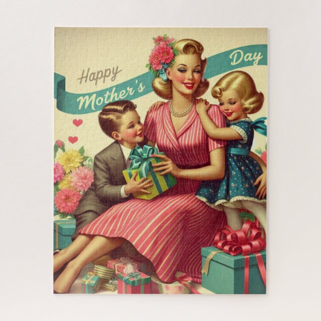 Vintage Mama und Kinder Muttertag 520 Stück Puzzle (Vertikal)