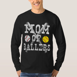 Vintage Mama von Ballers Funny Baseball Softball L T-Shirt