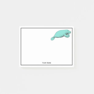 Vintage-Manataee-Zeichnung Aqua Post-it Klebezettel