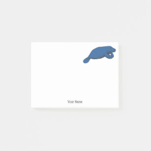 Vintage-Manataee-Zeichnung Blau Post-it Klebezettel