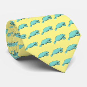 Vintage-Manatee-Zeichnung Aqua Krawatte