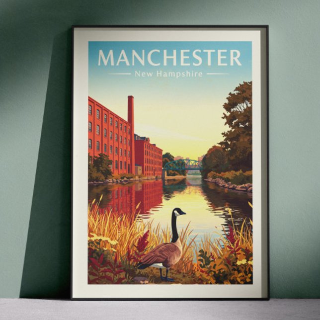 Vintage Manchester New Hampshire Poster (Von Creator hochgeladen)