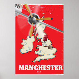 Vintage Manchester Reiseplakat Poster