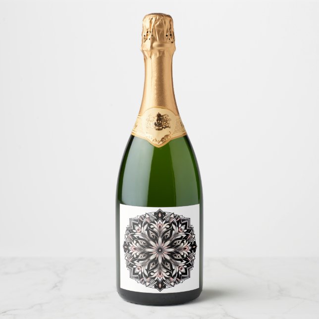 vintage Mandala Champagnerflaschenetikett (Vorderseite)
