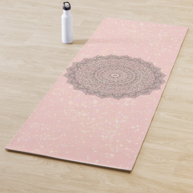 Vintage Mandala Shimmery Stars auf Rosa Yogamatte (Beispiel)