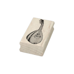 Vintage Mandolinen-Gummikunst-Briefmarke Gummistempel