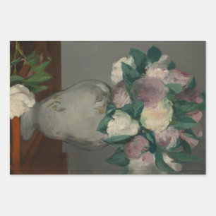 Vintage Manet Painting Peonies in Vase Geschenkpapier Set