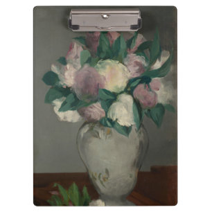 Vintage Manet Painting Peonies in Vase Klemmbrett