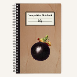 Vintage Mangosteen Illustration Personalisiert Com Notizbuch